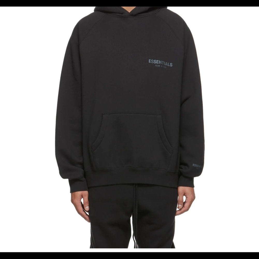 ESSENTIALS FEAR OF GOD Pullover Hoodie Black Unisex Oversize